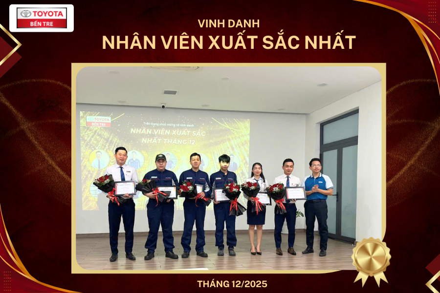 TOYOTA BẾN TRE VINH DANH NHÂN VIÊN XUẤT SẮC NHẤT THÁNG 12/2025