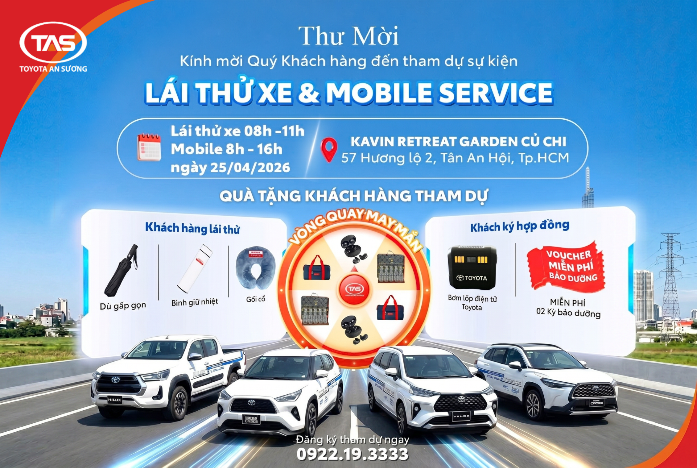 SỰ KIỆN ĐẶC BIỆT: LÁI THỬ XE & MOBILE SERVICE TẠI CỦ CHI